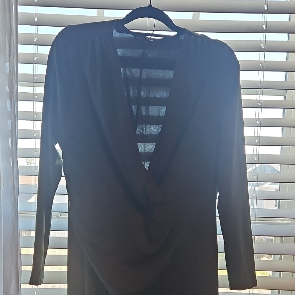 Fashion Nova Chic Navy Green Long Sleeve Dress